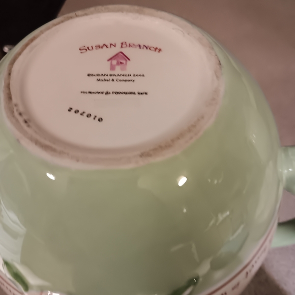 Floral White and Green Ceramic Pitcher - Picture 5 of 6